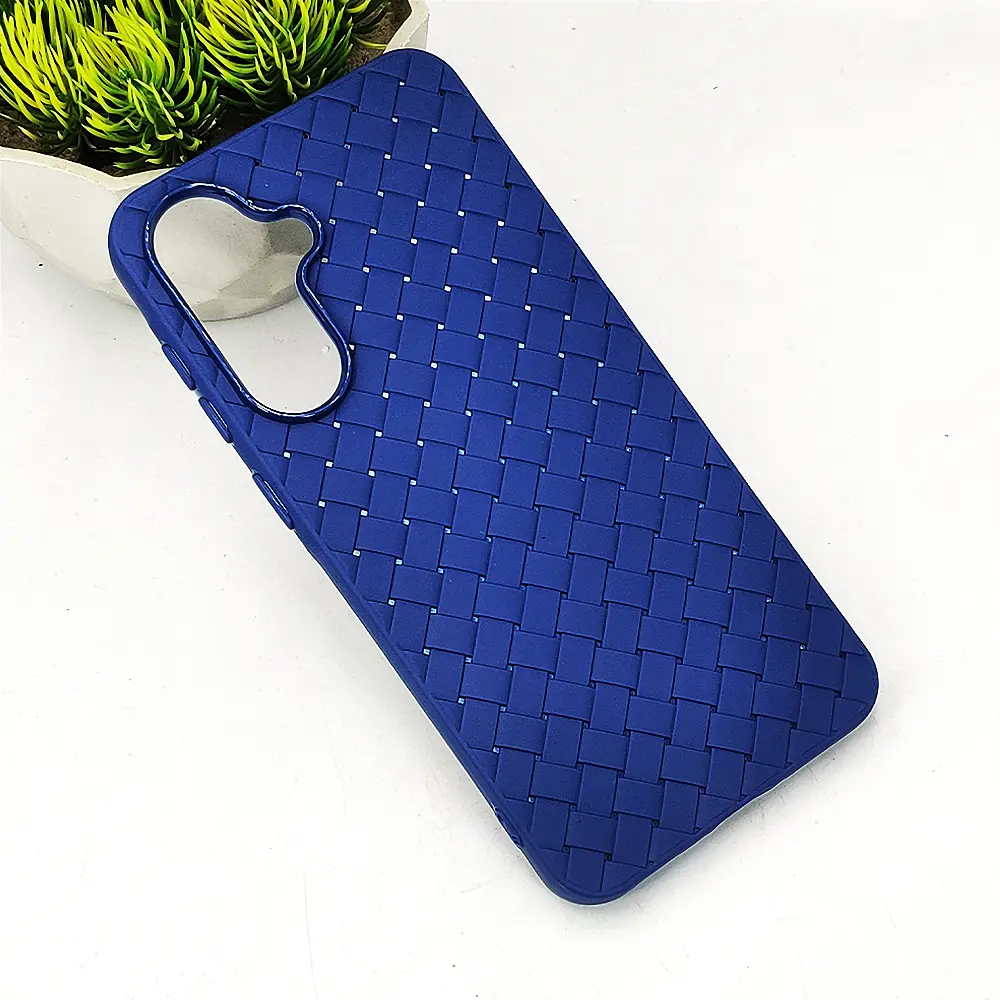 [PO14BSA26-52-17] Samsung Galaxy A26 5G  Woven With Leather Feel Soft Silicone Back Case (Navy Blue)