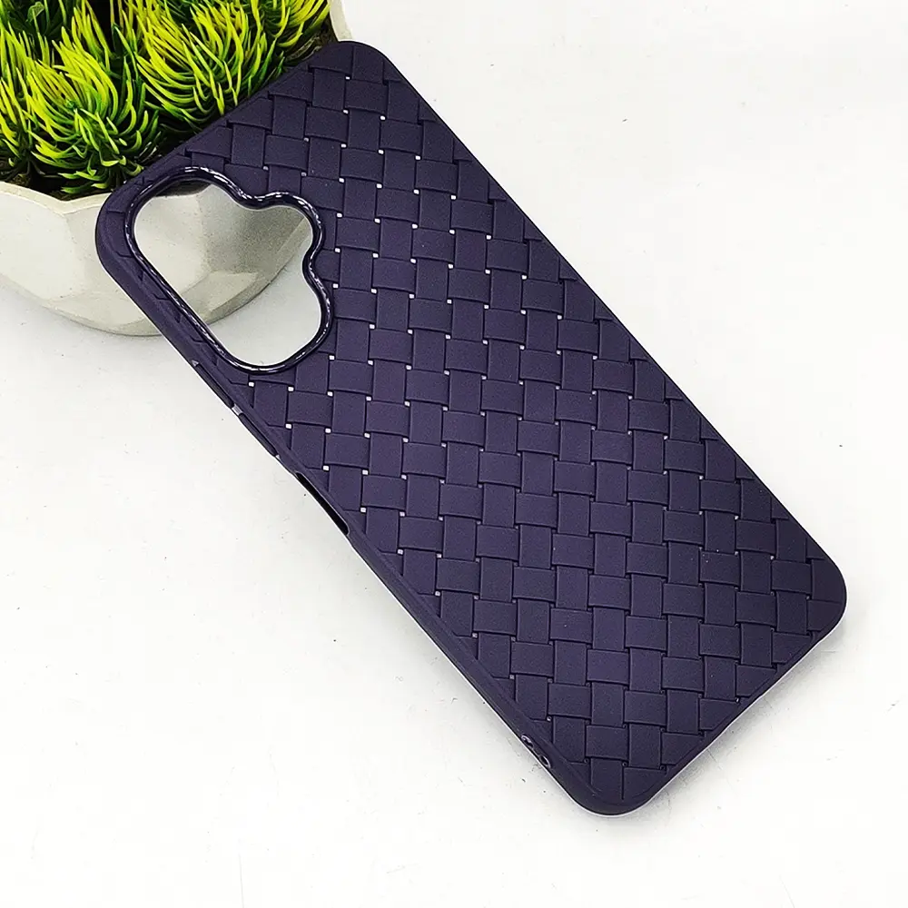 Xiaomi Redmi A5 4G|Poco C71 4G Woven With Leather Feel Soft Silicone Back Case (Purple)
