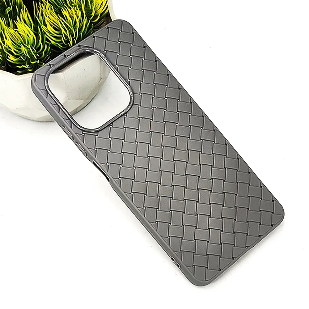 Oppo A5 Pro 4G Woven With Leather Feel Soft Silicone Back Case (Natural Titanium)