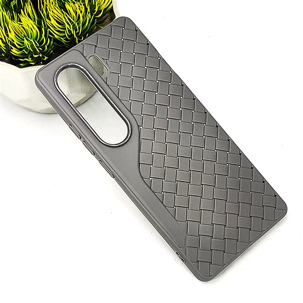 [PO14BTCMN40-52-36] Tecno Camon 40 4G Woven With Leather Feel Soft Silicone Back Case (Natural Titanium)