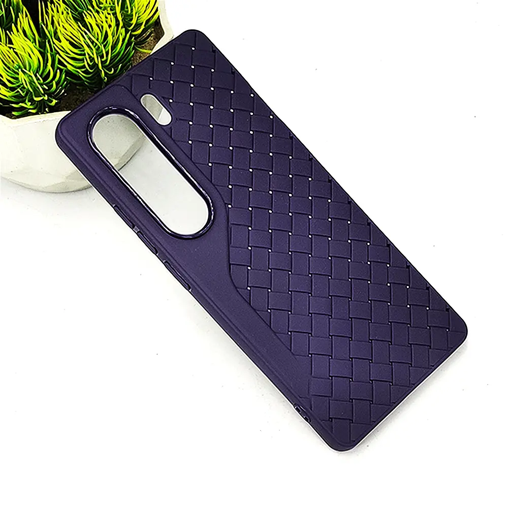 [PO14BTCMN40-52-12] Tecno Camon 40 4G Woven With Leather Feel Soft Silicone Back Case (Purple)
