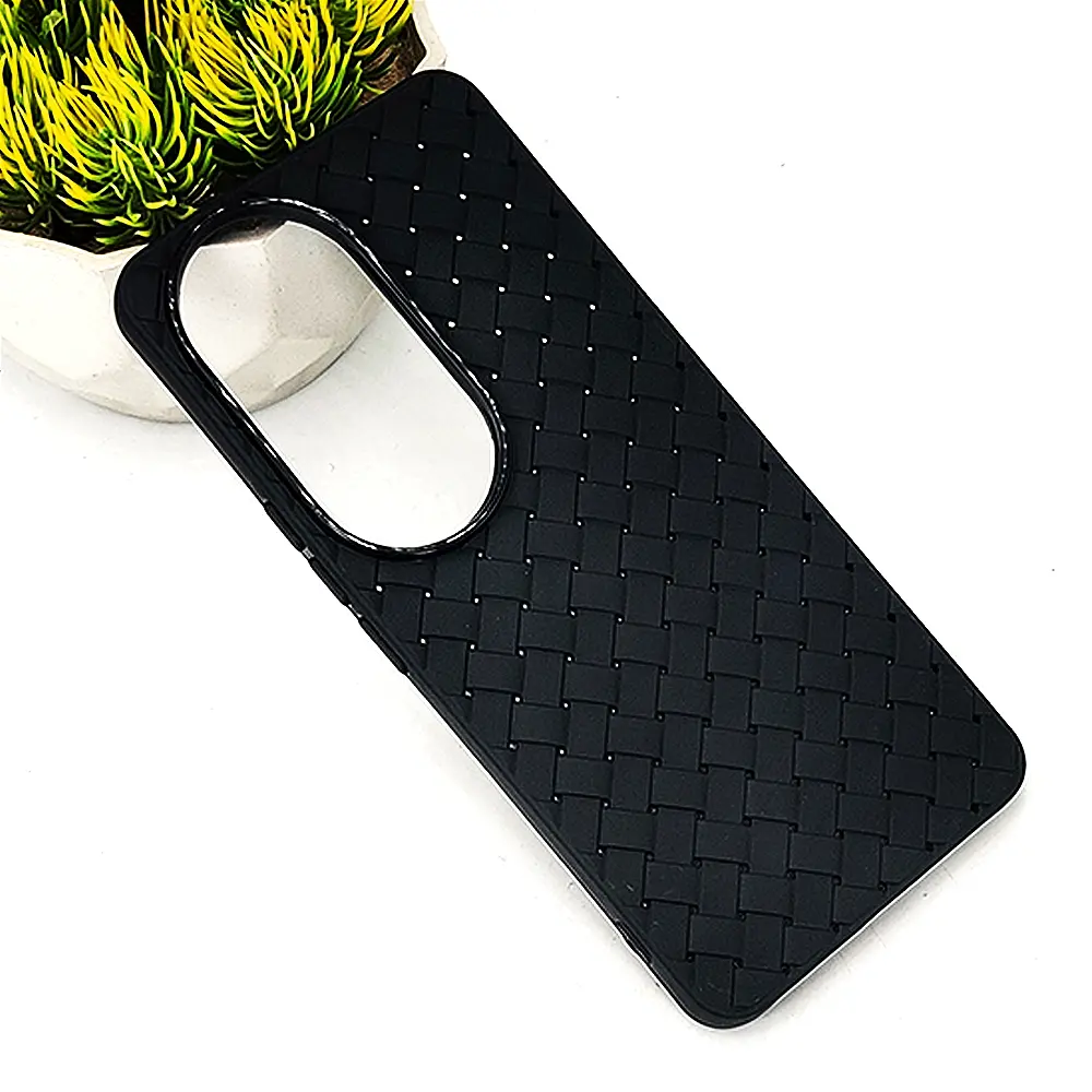 Vivo V50 5G Woven With Leather Feel Soft Silicone Back Case (Black) 