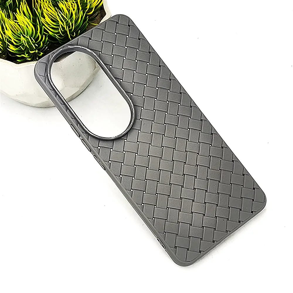 [PO14BVIV505G-52-36] Vivo V50 5G Woven With Leather Feel Soft Silicone Back Case (Natural Titanium)