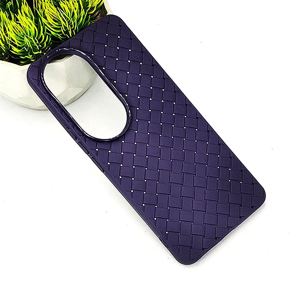 Vivo V50 5G Woven With Leather Feel Soft Silicone Back Case (Purple)