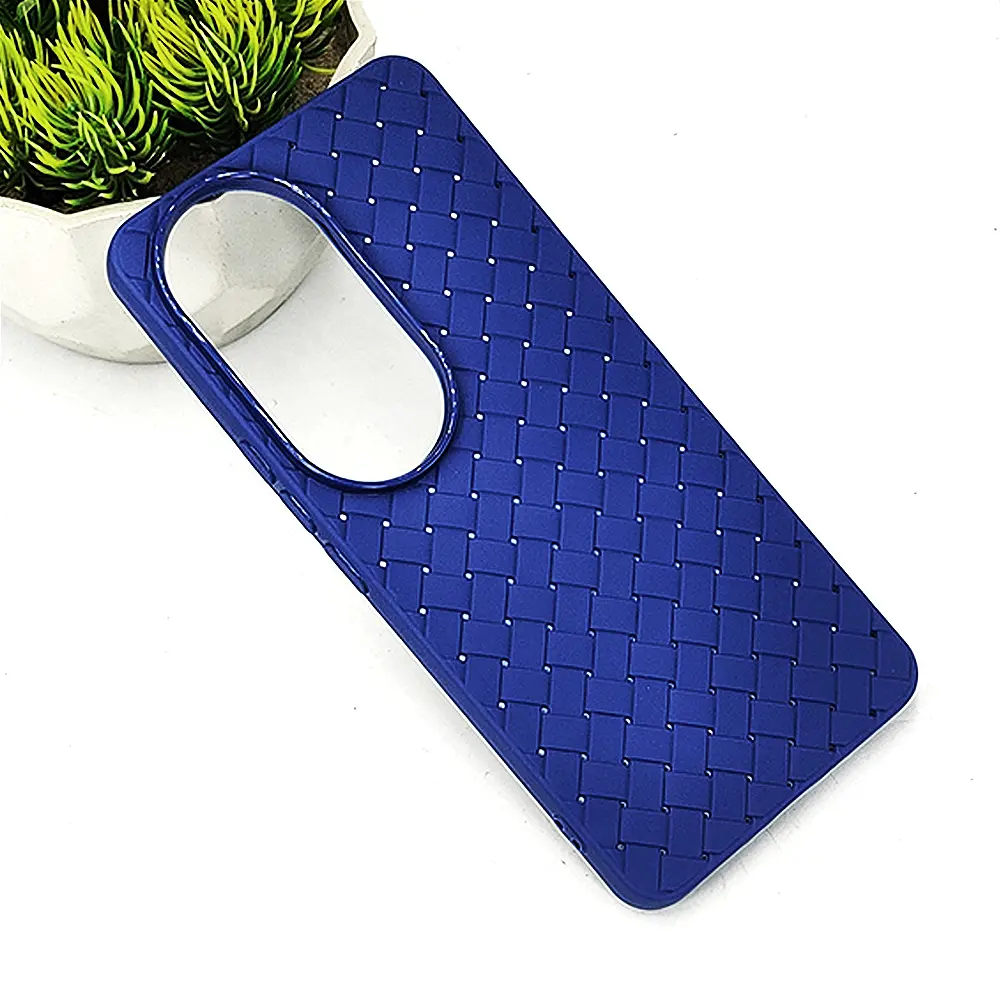 [PO14BVIV505G-52-17] Vivo V50 5G Woven With Leather Feel Soft Silicone Back Case (Navy Blue)