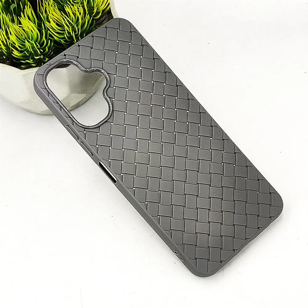 InfiniX Smart 10 & POP 10 & Spark GO 2  Woven With Leather Feel Soft Silicone Back Case (Natural Titanium)