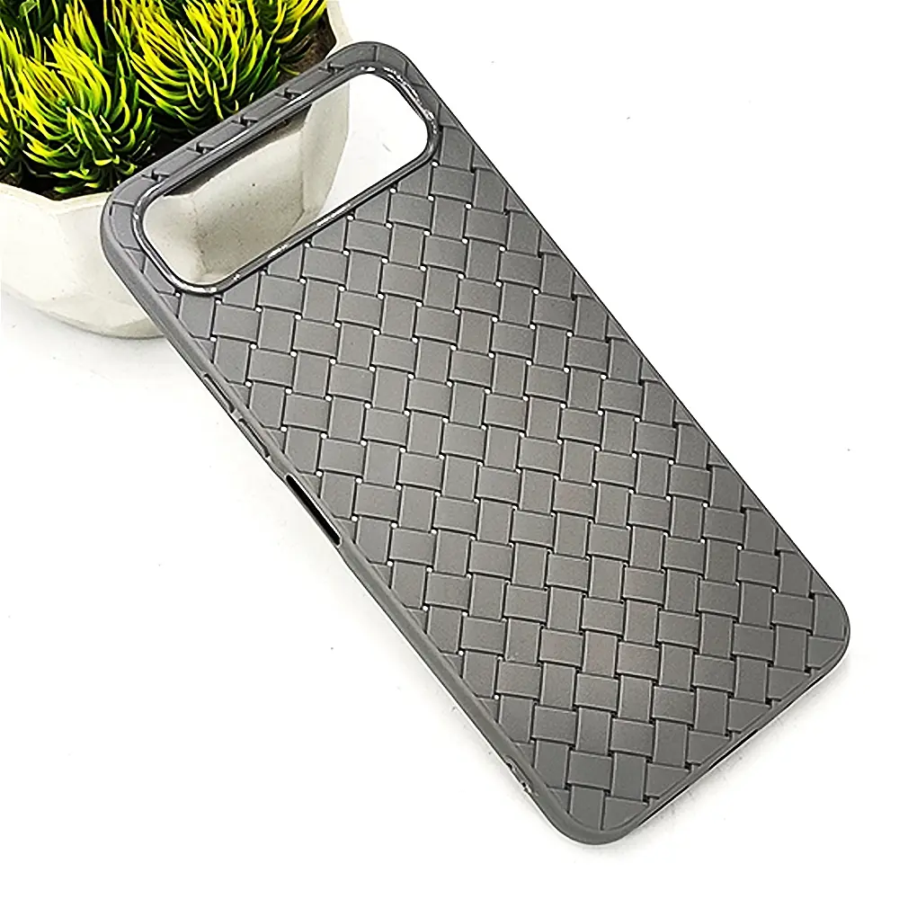 [PO14BISMRT10PL-52-36] InfiniX Smart 10 Plus Woven With Leather Feel Soft Silicone Back Case (Natural Titanium)