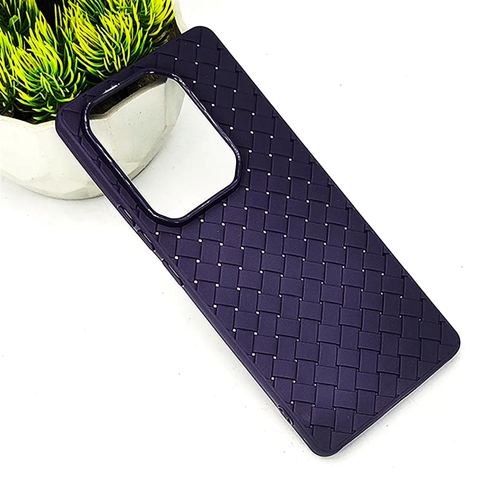 [PO14BINOT50PR-52-12] Infinix Note 50 Pro 4G|Note 50 4G Woven With Leather Feel Soft Silicone Back Case (Purple)