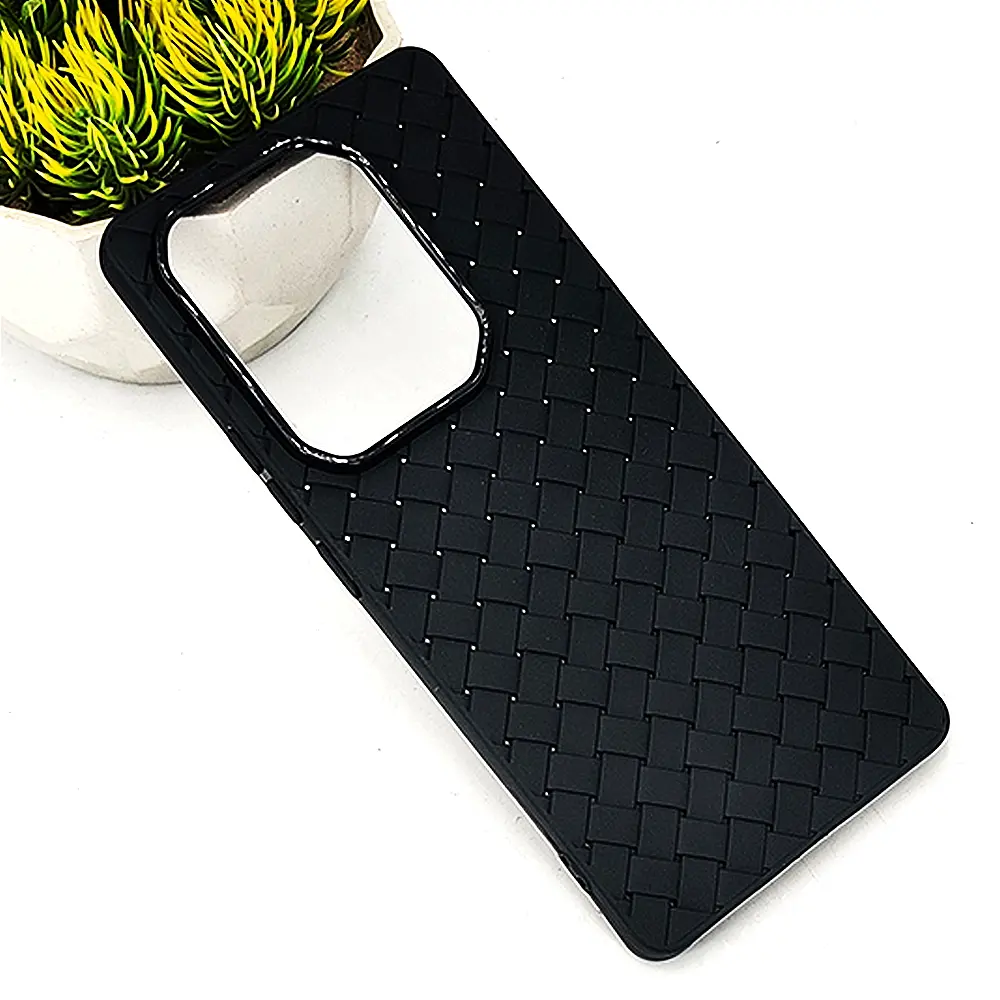 [PO14BINOT50PR-52-2] Infinix Note 50 Pro 4G|Note 50 4G Woven With Leather Feel Soft Silicone Back Case (Black)