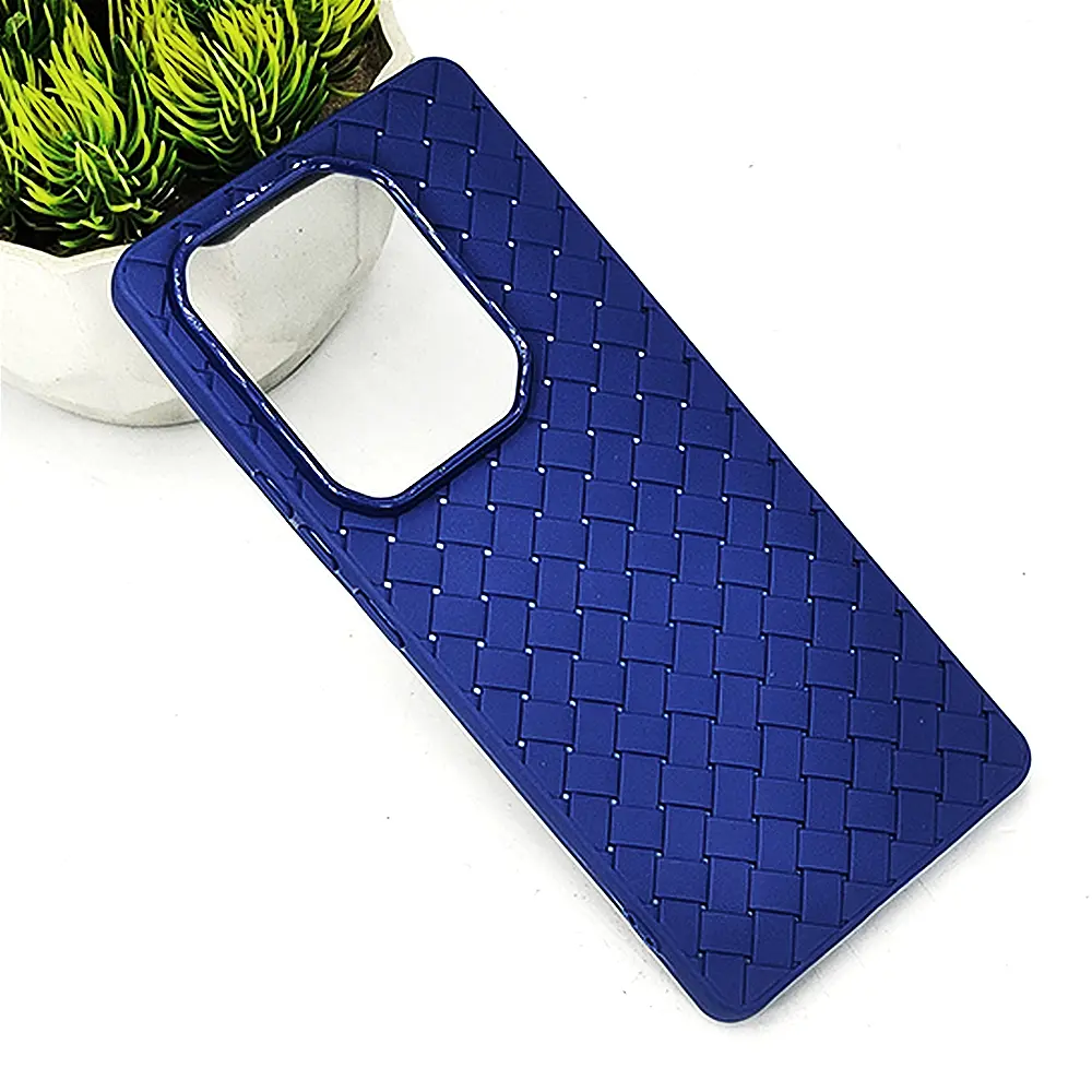 [PO14BINOT50PR-52-17] Infinix Note 50 Pro 4G|Note 50 4G Woven With Leather Feel Soft Silicone Back Case (Navy Blue)