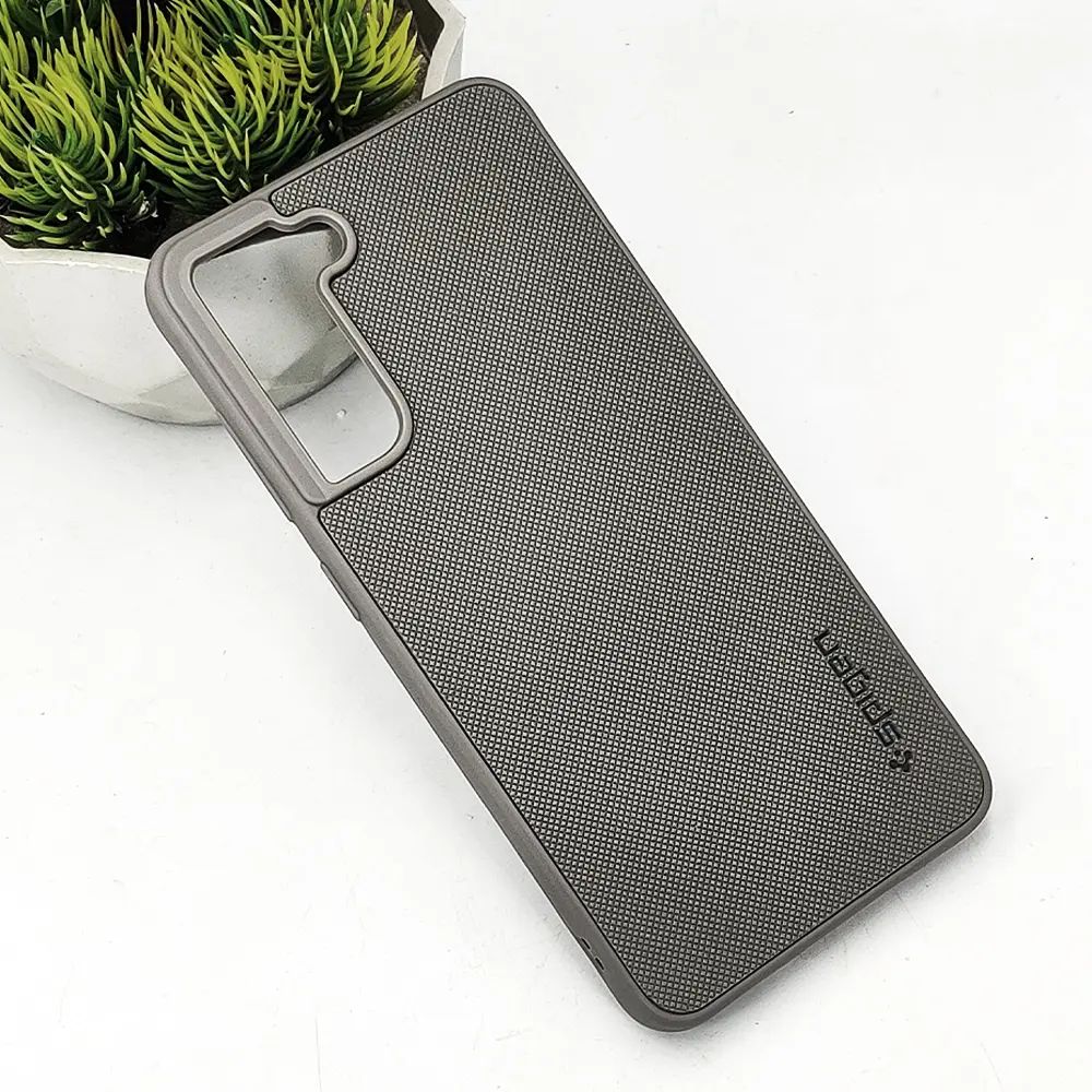 Samsung Galaxy S21 FE Spigen Hard Dotted Leather Back Case (Gray)