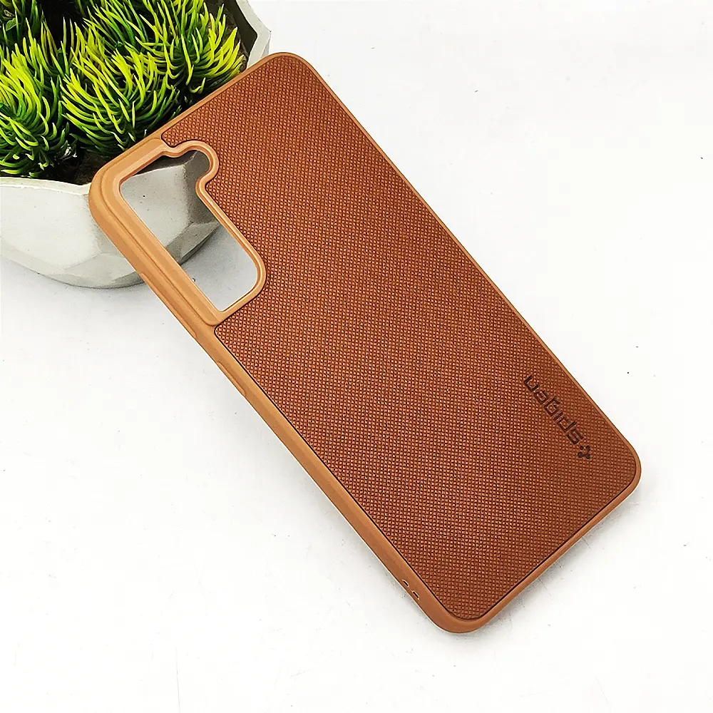Samsung Galaxy S21 5G Spigen Hard Dotted Leather Back Case (Brown)