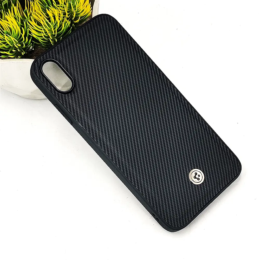 iPhone XR Spigen Logo 3D Carbon Fiber Texture Back Case (Black)