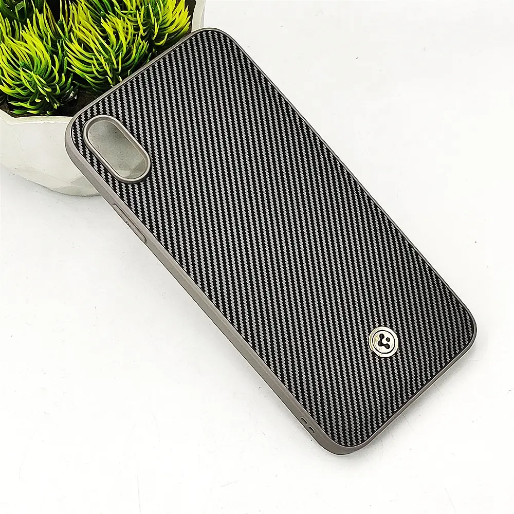 iPhone XR Spigen Logo 3D Carbon Fiber Texture Back Case (Gray)