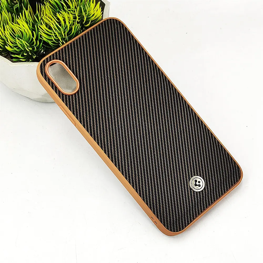 iPhone XR Spigen Logo 3D Carbon Fiber Texture Back Case (Brown)
