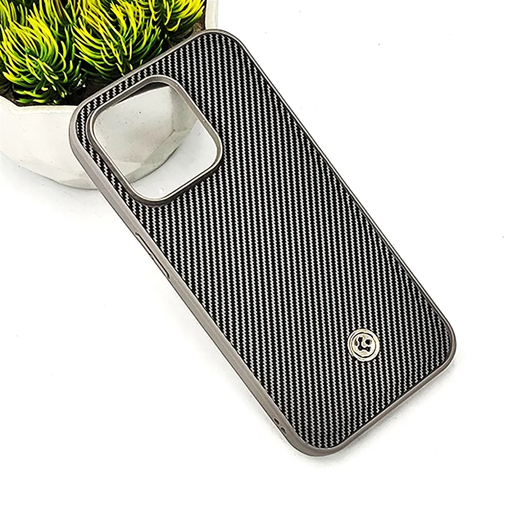 iPhone 14 Pro Spigen Logo 3D Carbon Fiber Texture Back Case (Gray)