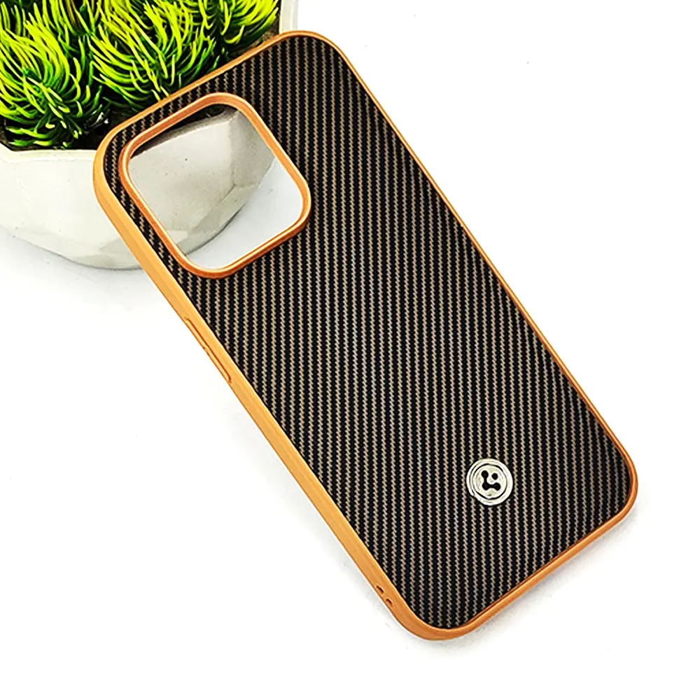 iPhone 14 Pro Spigen Logo 3D Carbon Fiber Texture Back Case (Brown)