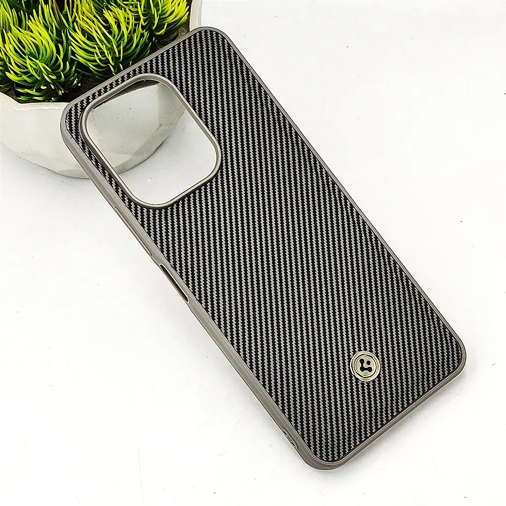 [PO54BISMRT8-4-9] Infinix Hot 40i|Smart 8|Smart 8 Pro |Tecno Pop 8|Spark 20C|Spark 20 Spigen Logo 3D Carbon Fiber Texture Back Case (Gray)