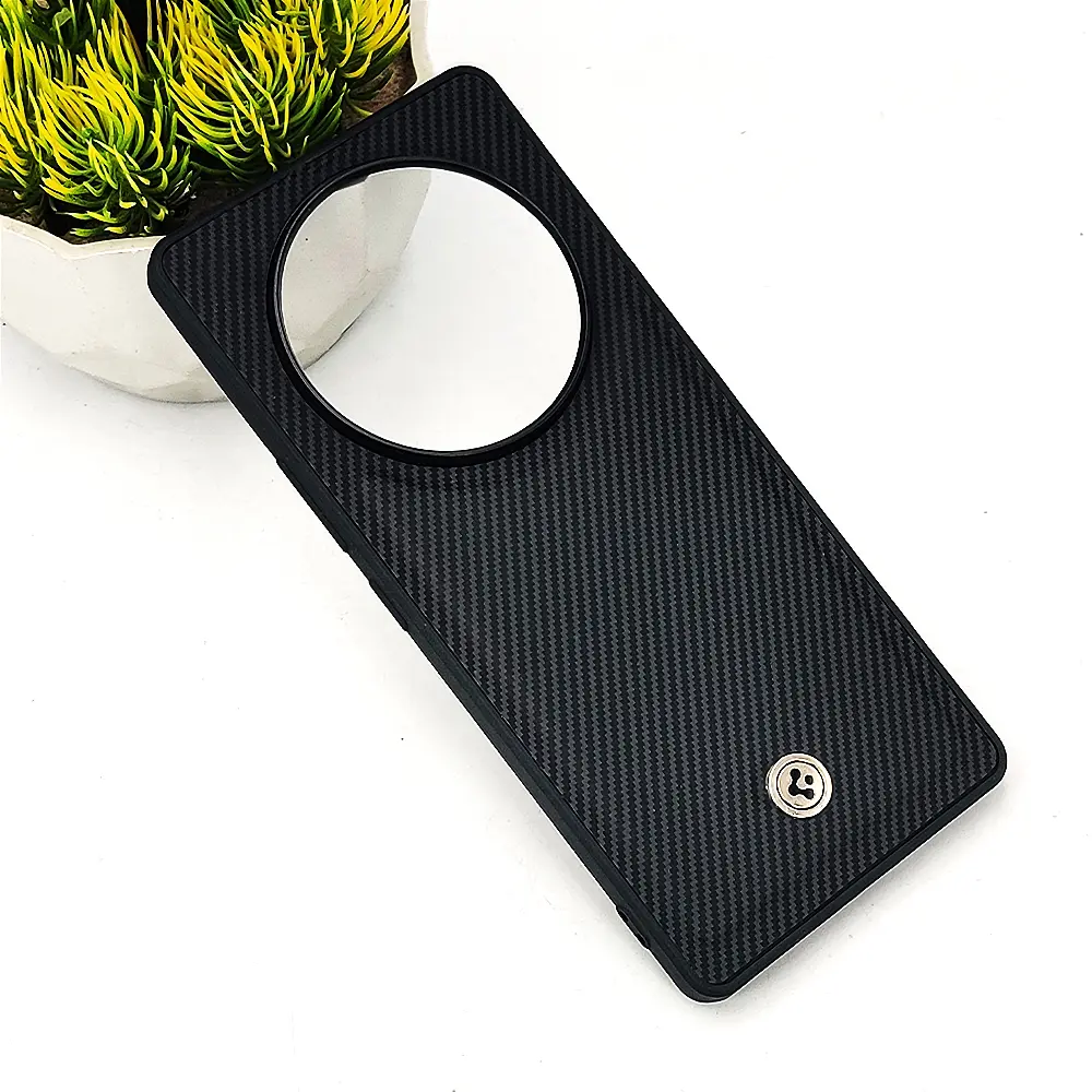 Oppo Reno 12F Logo 3D Carbon Fiber Texture Back Case (Black)