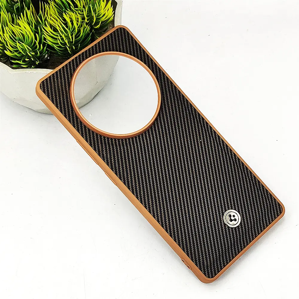 Oppo Reno 12F Logo 3D Carbon Fiber Texture Back Case (Brown)
