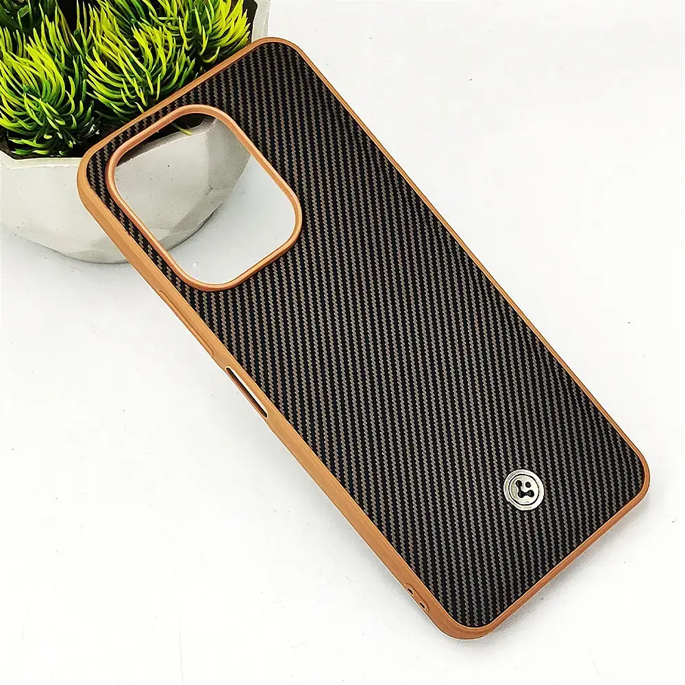 Xiaomi Redmi Note 13 Spigen Logo 3D Carbon Fiber Texture Back Case (Brown)