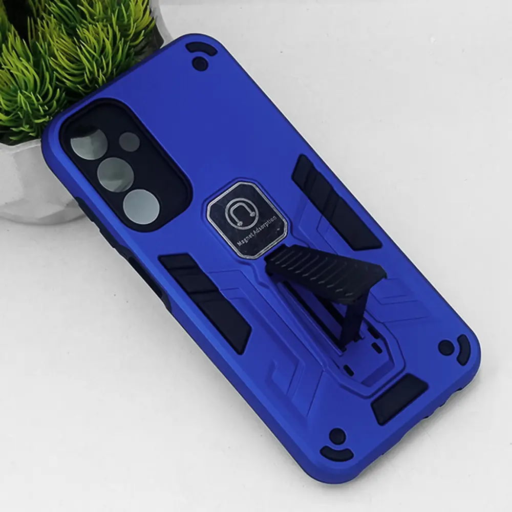 Samsung A15 Armour With Stand Back Case (Blue)