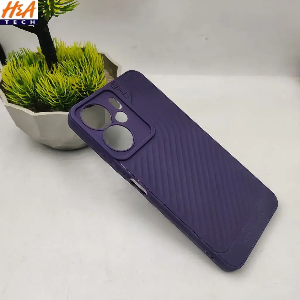 Xiaomi Redmi 13C|Poco C65 GEAR 4 Luxuary Carbon Texture Soft Silicone Back Case (Purple)