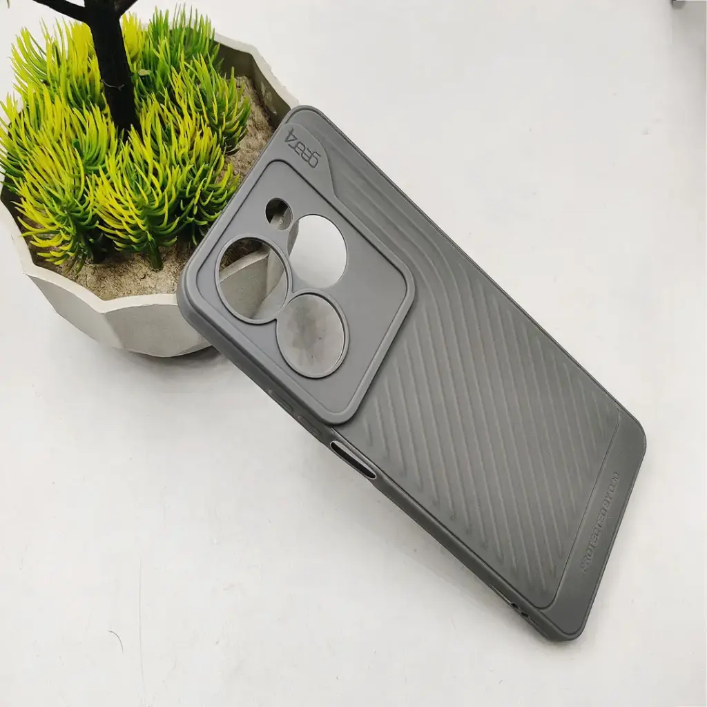 Infinix Hot 50 4G GEAR 4 Luxuary Carbon Texture Soft Silicone Back Case (Gray)