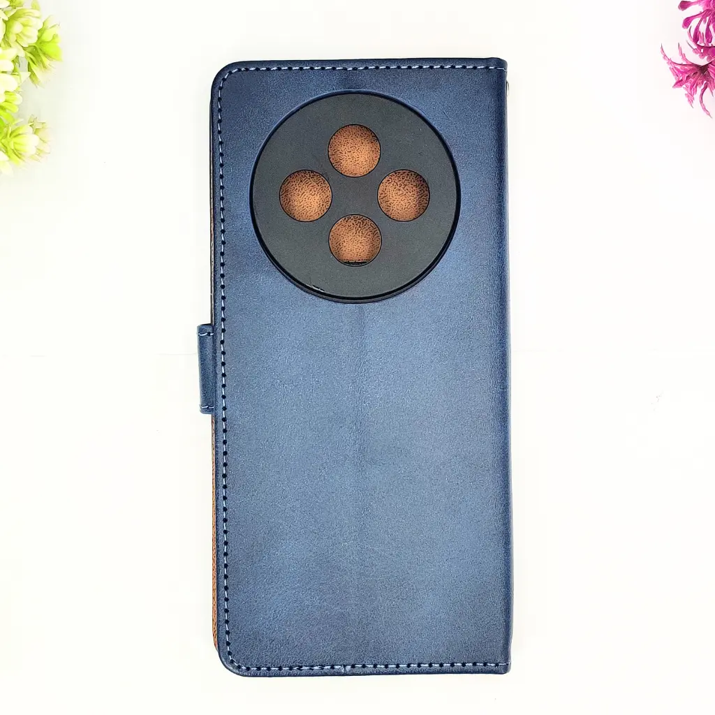 [PO42FBORNO12F-4-17] Oppo Reno 12F 4G|5G NMT Premium Luxuary Leather Book Case (Navy Blue)