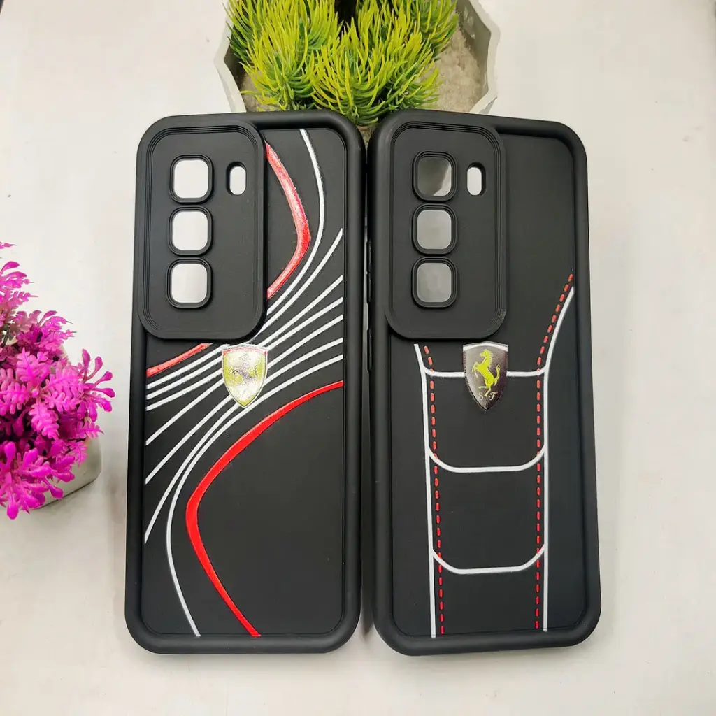 Black Logo Soft Silicone Printed Back Case Infinix Hot 50 Pro 4G | Slim Protective Cover