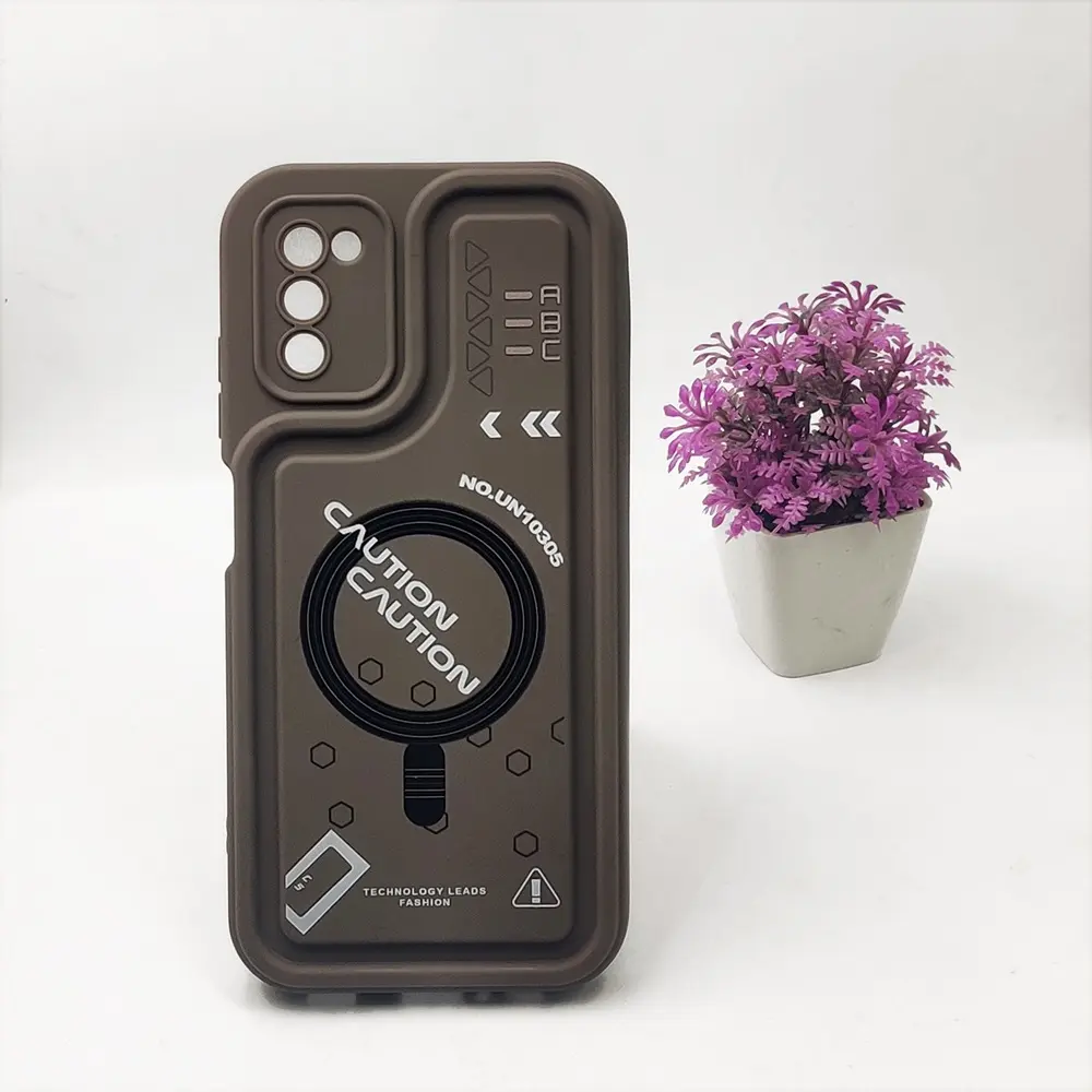 [PO14BSA03-53-34] Samsung Galaxy A03 Soft Silicone 3D Printed Back Case (Dark Brown)