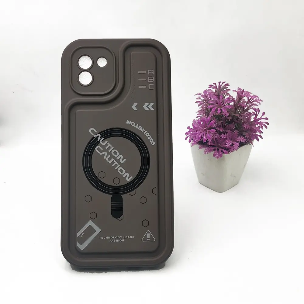 Samsung Galaxy A03 Logo Soft Silicone Printed Back Case (Dark Brown)