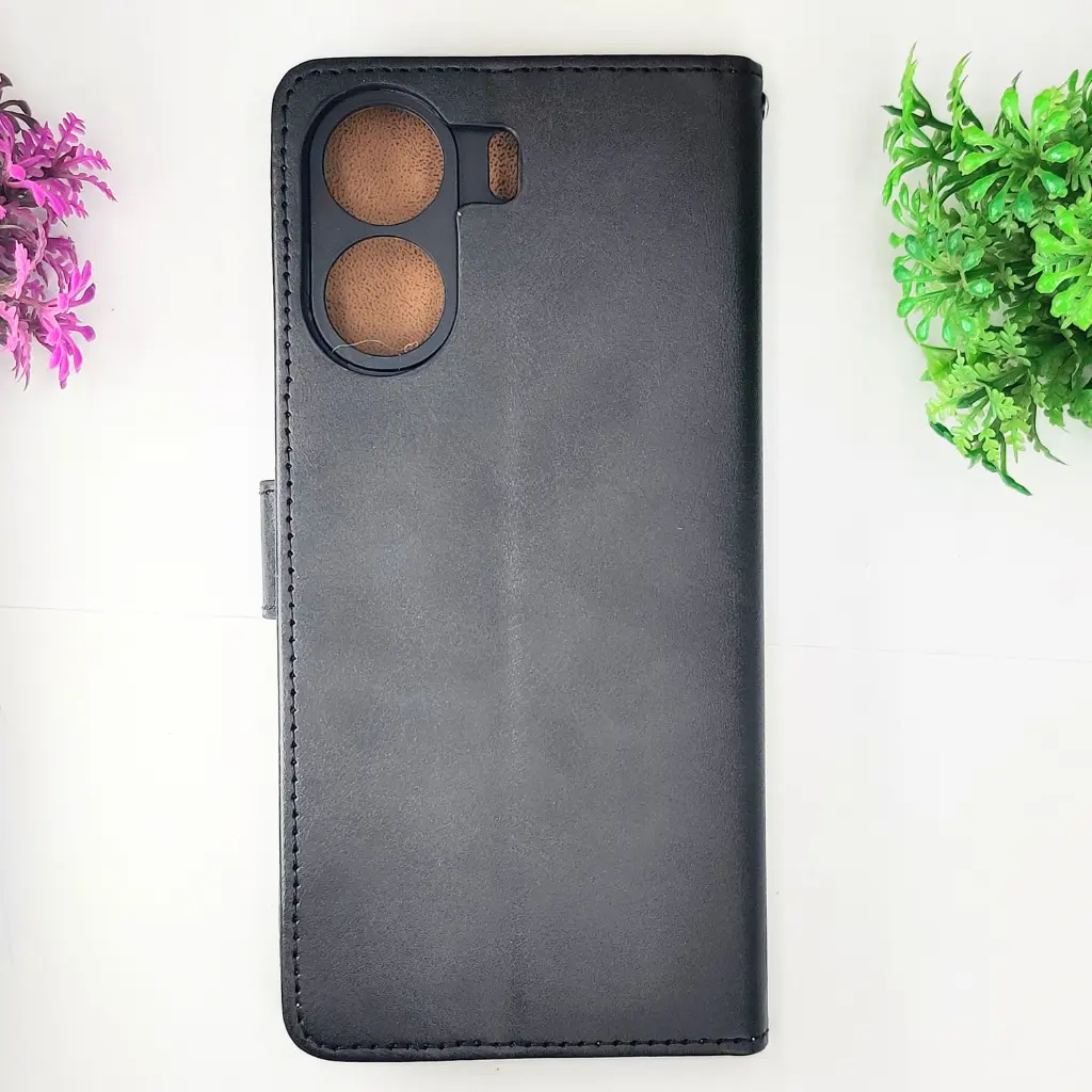 [PO42FBMI13C-4-2] Xaiomi Redmi 13C|Poco C65 NMT Premium Luxuary Leather Book Case (Black)