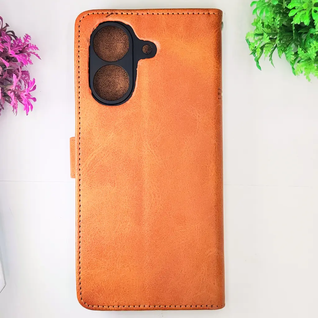 [PO42FBMI13C-4-5] Xaiomi Redmi 13C|Poco C65 NMT Premium Luxuary Leather Book Case (Golden)