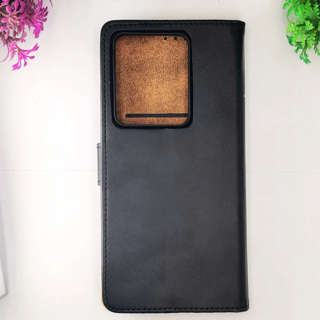 [PO42FBMINOT13PR-4-2] Xaiomi Redmi Note 13 Pro 4G NMT Premium Luxuary Leather Book Case (Black)