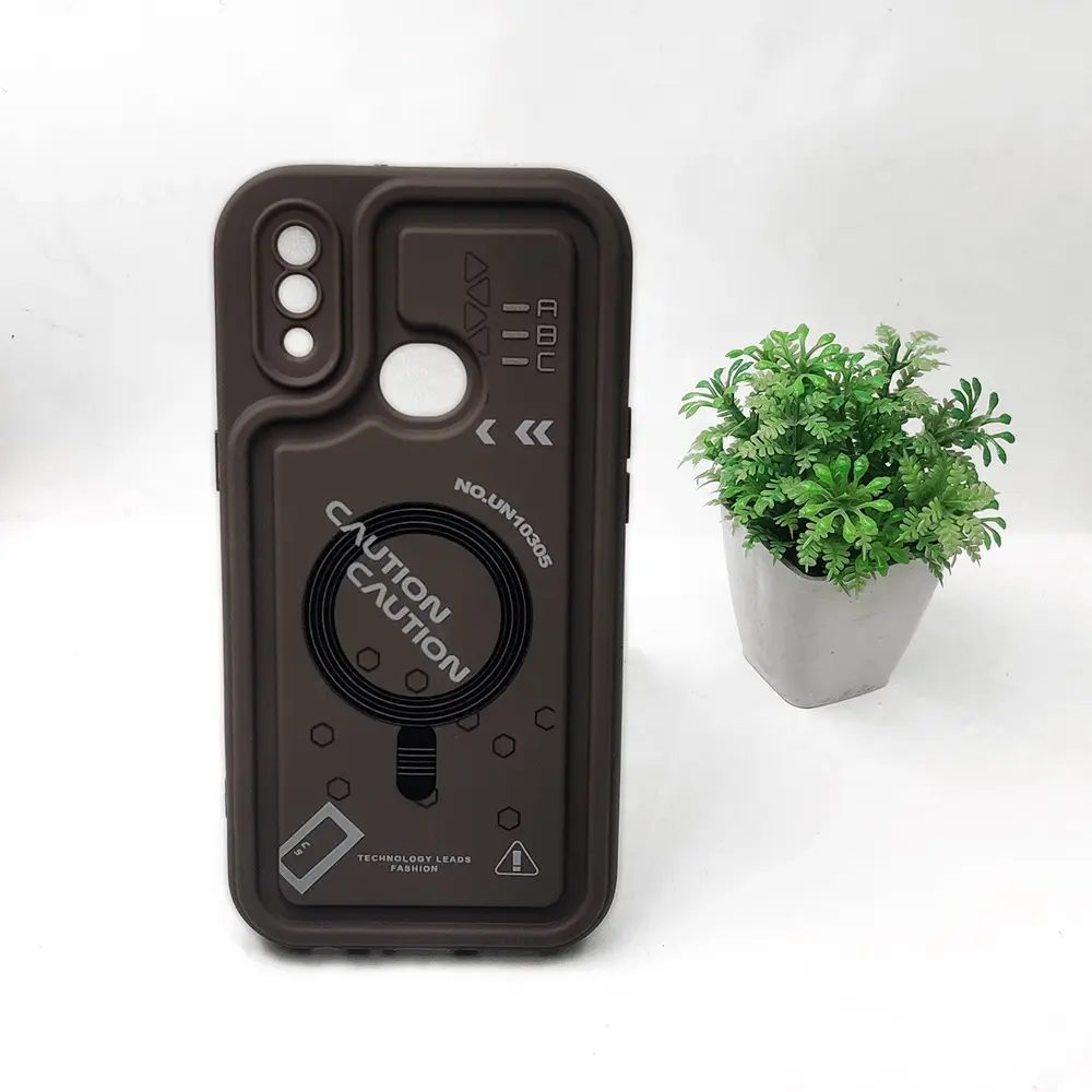 Samsung Galaxy A10S Soft Silicone 3D Printed Back Case (Dark Brown)