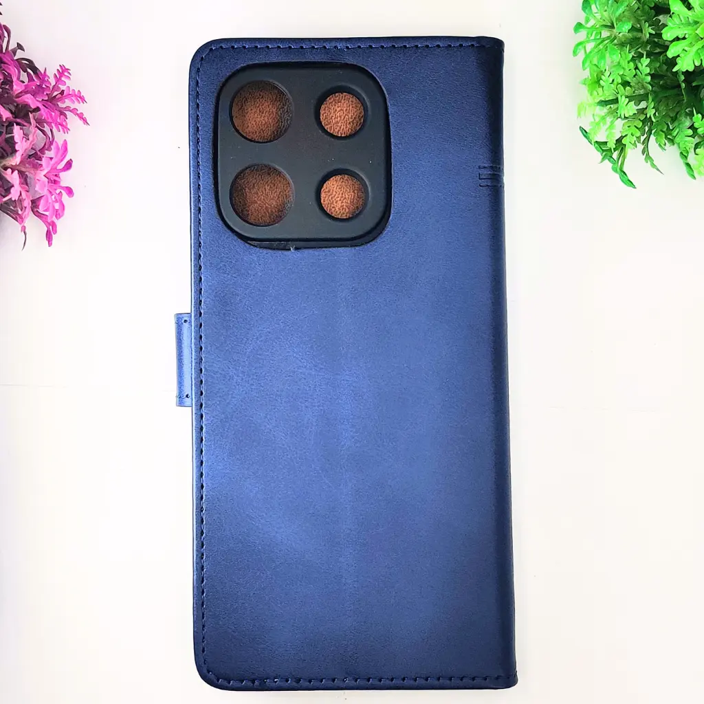 [PO42FBMINOT13-4-17] Xiaomi Redmi Note 13 4G NMT Premium Luxuary Leather Book Case (Navy Blue)