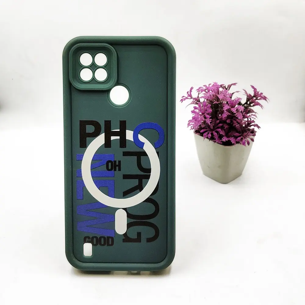 Oppo Realme C21 Logo Soft Silicone Printed Back Case (Green)