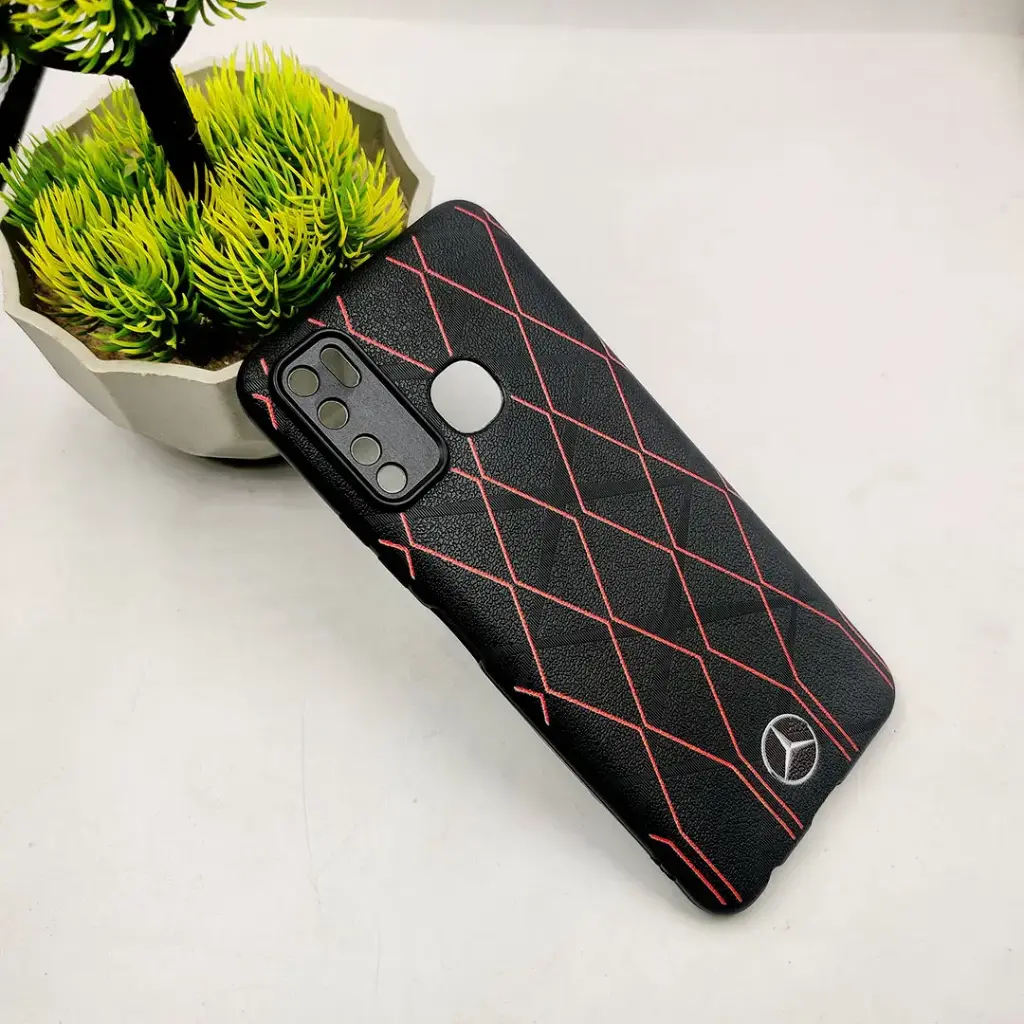 [PO14BIHOT9-75-2] Infinix Hot 9 PU Leather‑Texture Skin Surfer Soft Silicone Back Case Black – Stylish, Protective