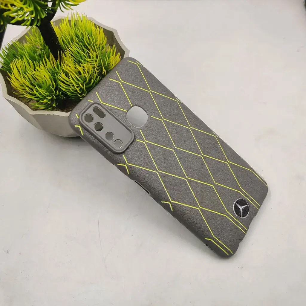 [PO14BIHOT9-75-9] Infinix Hot 9 PU Leather Texture Skin Surfer Soft Silicone Back Case Gray – Stylish, Protective