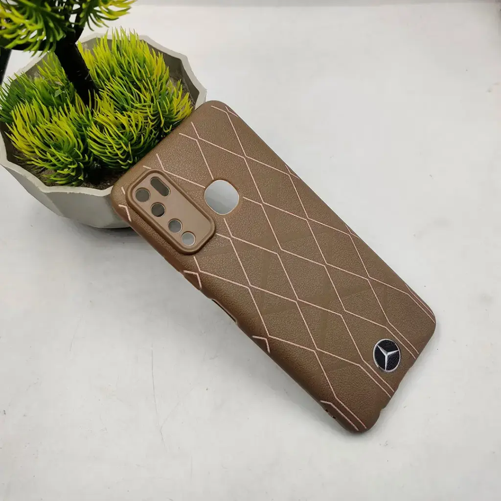 Infinix Hot 9 PU Leather Texture Skin Surfer Soft Silicone Back Case (Dark Brown)