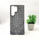 Samsung Galaxy S25 Ultra Woven With Leather Feel Soft Silicone Back Case (Natural Titanium)
