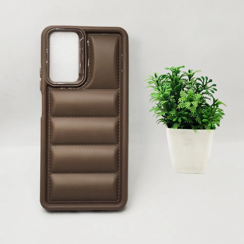 Oppo Realme C67 4G New Solid Puffer Back Case (Brown)