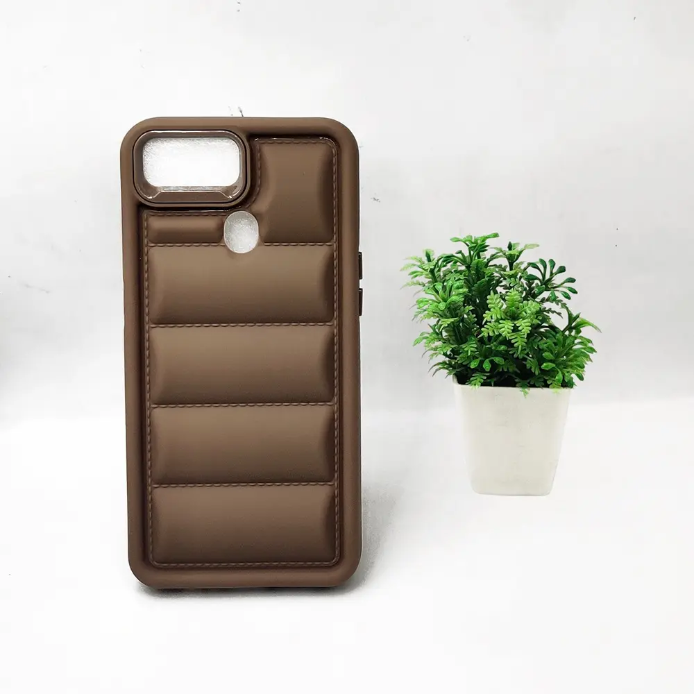 Oppo A5S|A12|A11K|A7|F9|F9 Pro New Solid Puffer Back Case (Brown)