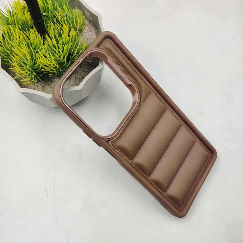 Infinix Hot 40 Pro|Hot 40|Tecno Spark 20 Pro 4G New Solid Puffer Back Case (Brown)