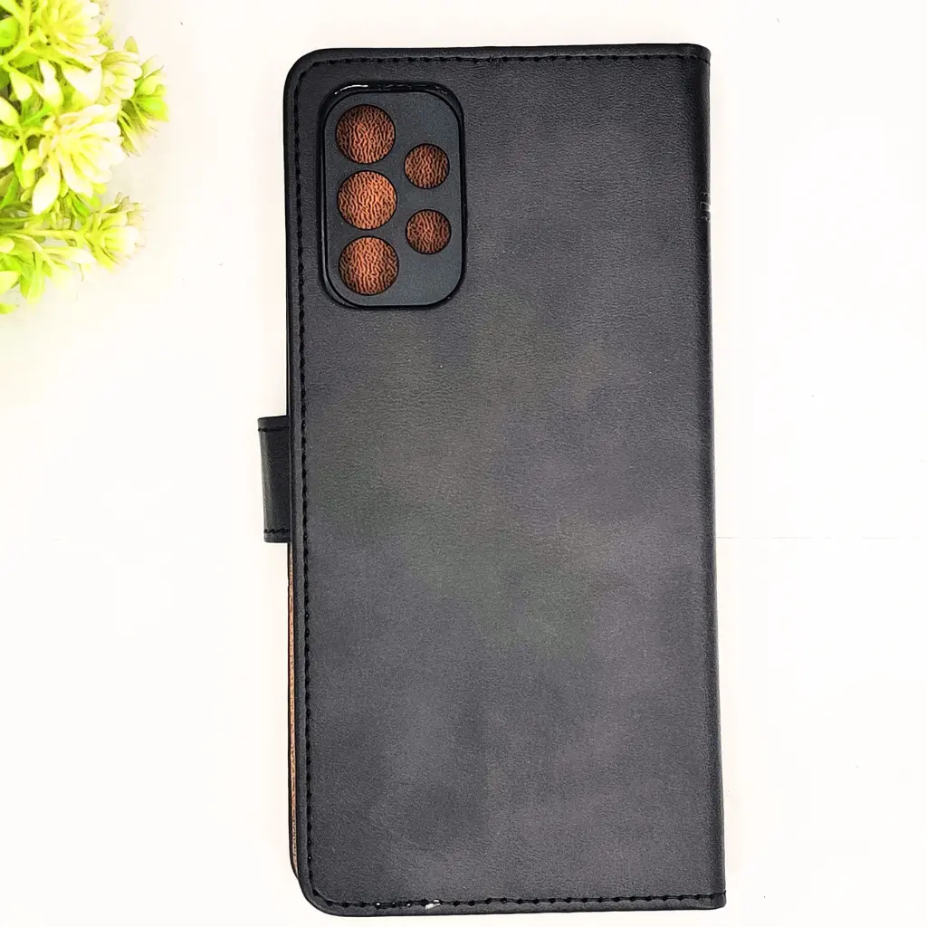 [PO42FBSA32-4-2] Samsung Galaxy A32 4G NMT Premium Luxuary Leather Book Case (Black)