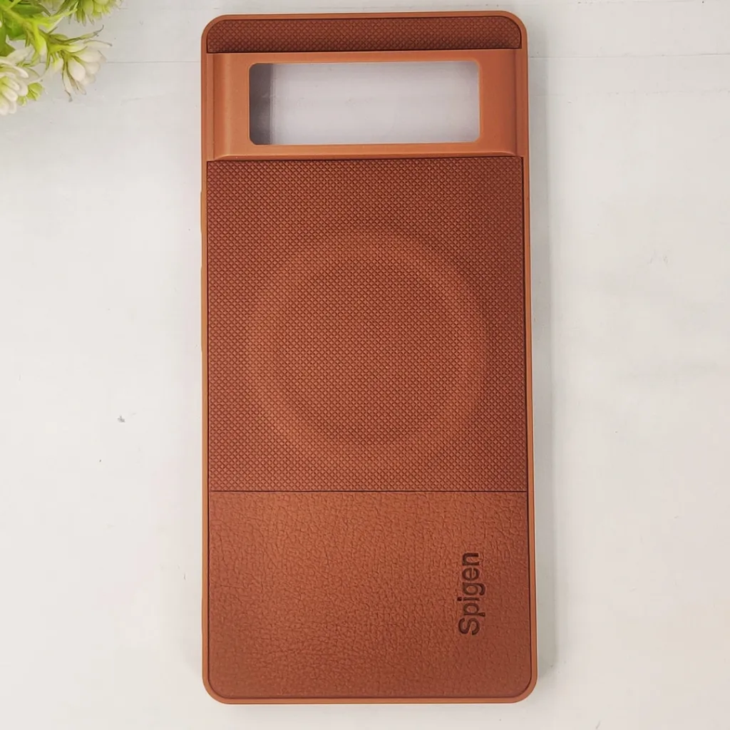 Google Pixel 6 Spigen Dual Tone Dotted Wireless Magsafe Leather Back Case (Brown)