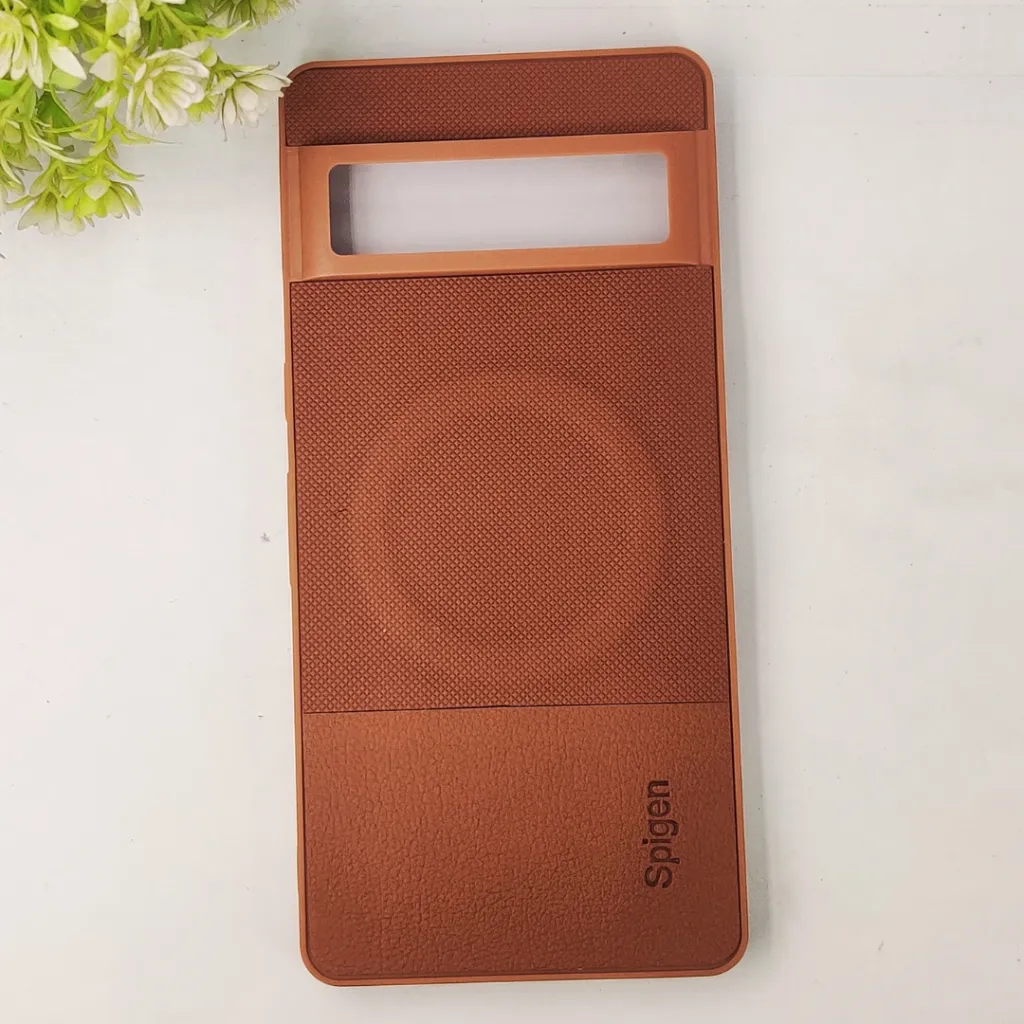 Google Pixel 7 Pro Spigen Dual Tone Dotted Wireless Magsafe Leather Back Case (Brown)