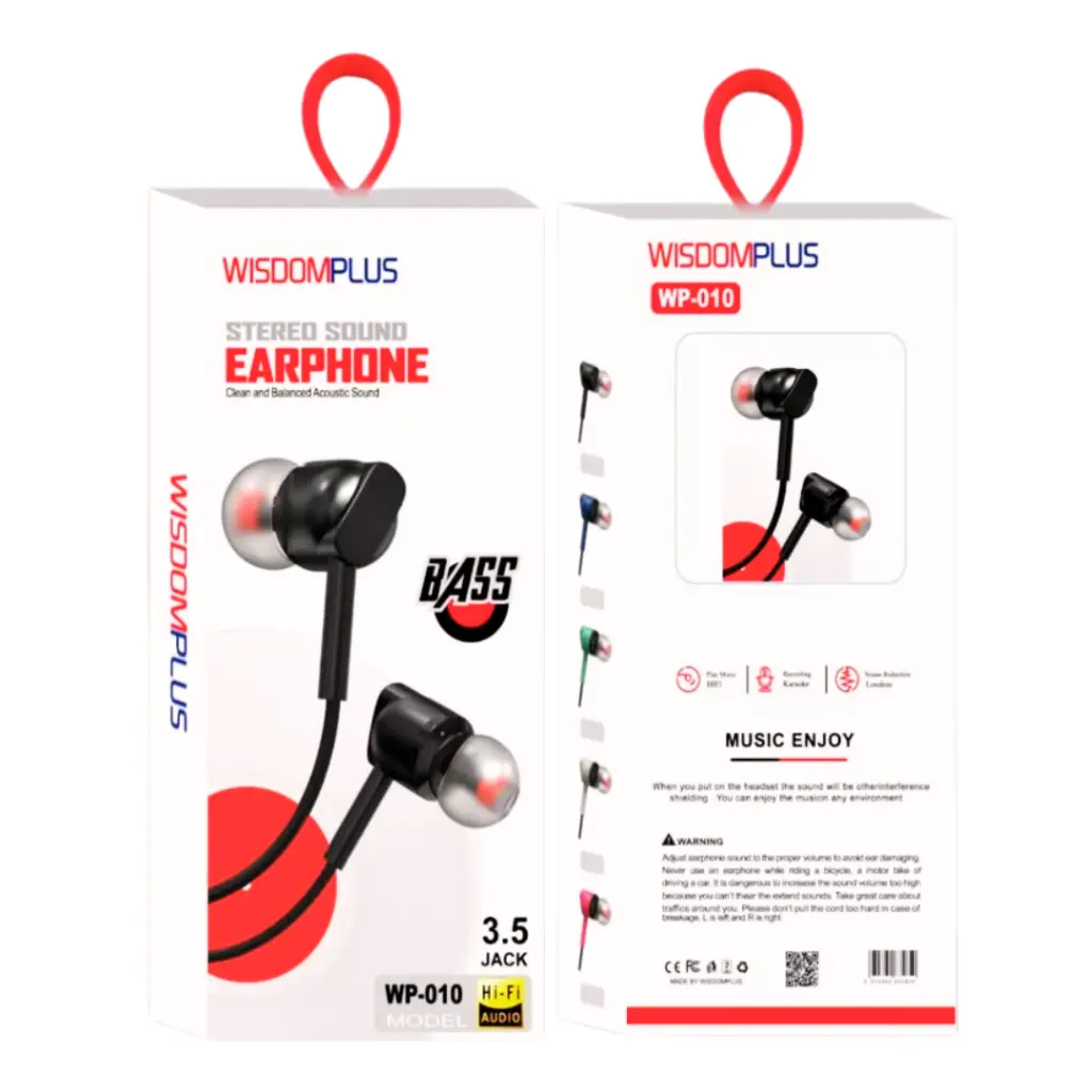 Wisdom -Plus WP-010 3.5mm Handsfree - High-Quality Sound Earphones 