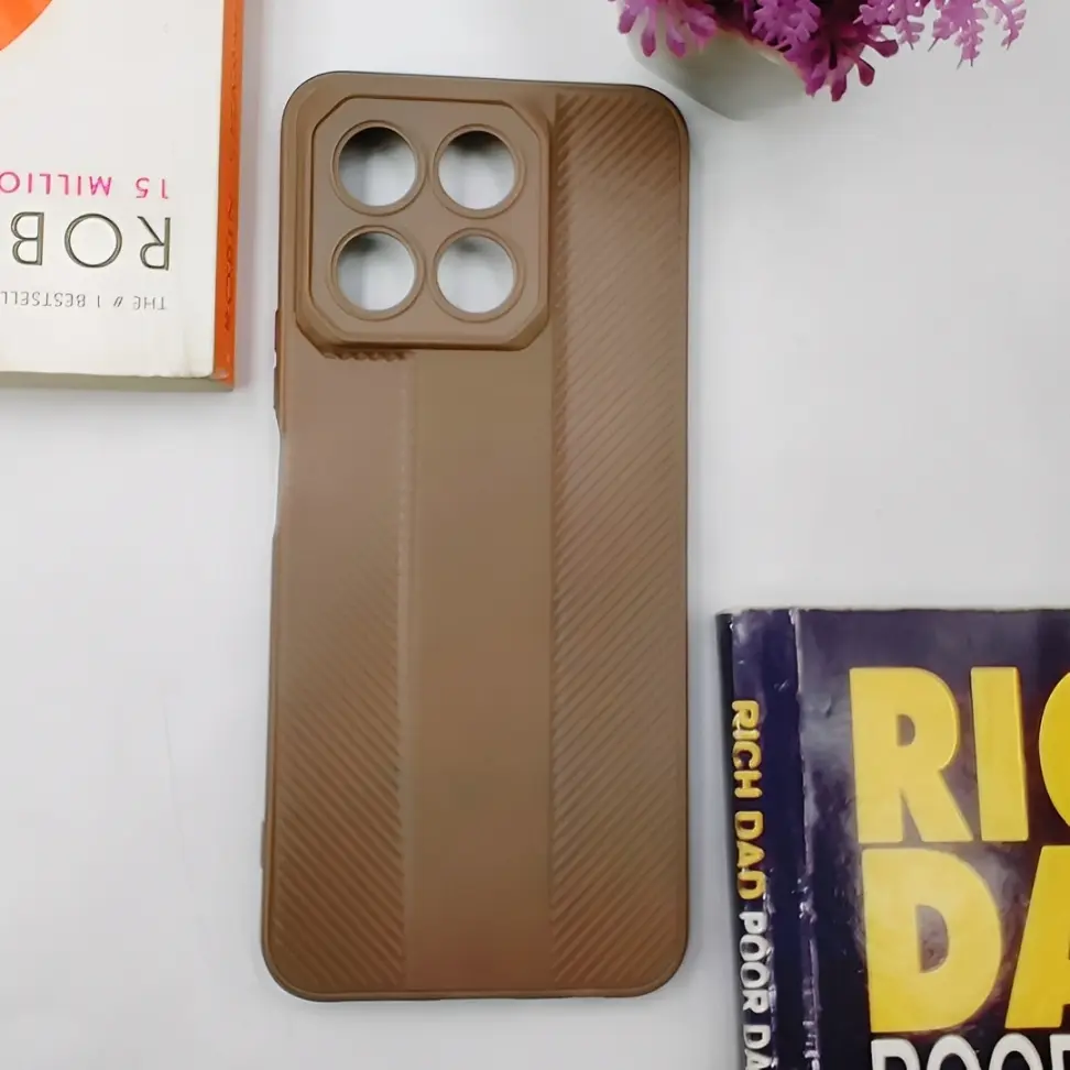 [PO14BHUHNX7C-77-13] Lining Texture Soft Silicone Back Case Brown Honor X7C | slim protective cover